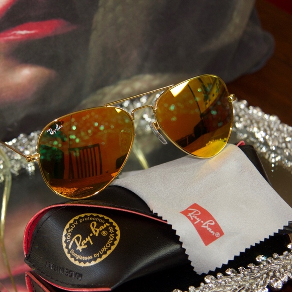 Ray Ban "Sunset Fire" Lenses on Gold Frame - Picture 3 of 6